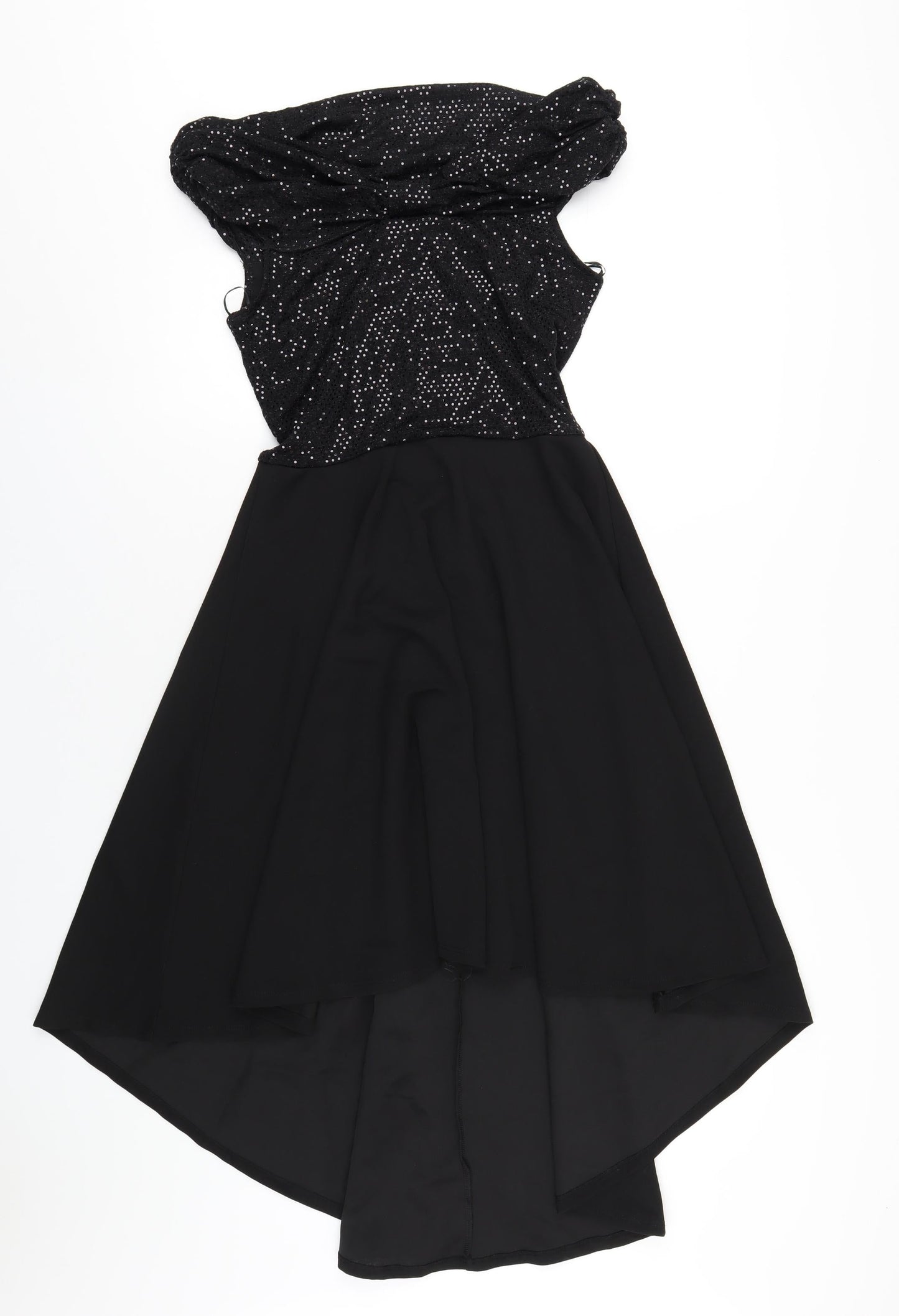 Quiz Womens Black Nylon A-Line Size 10 Off the Shoulder Pullover