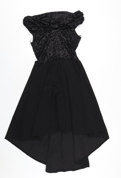 Quiz Womens Black Nylon A-Line Size 10 Off the Shoulder Pullover