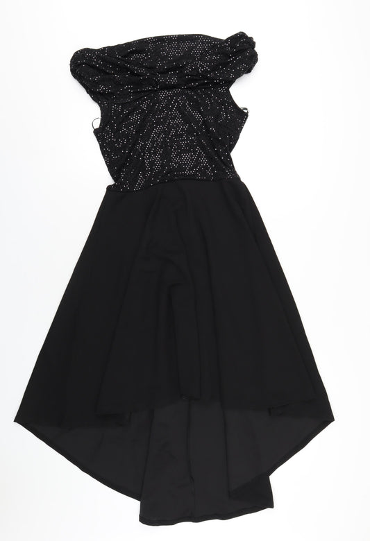 Quiz Womens Black Nylon A-Line Size 10 Off the Shoulder Pullover