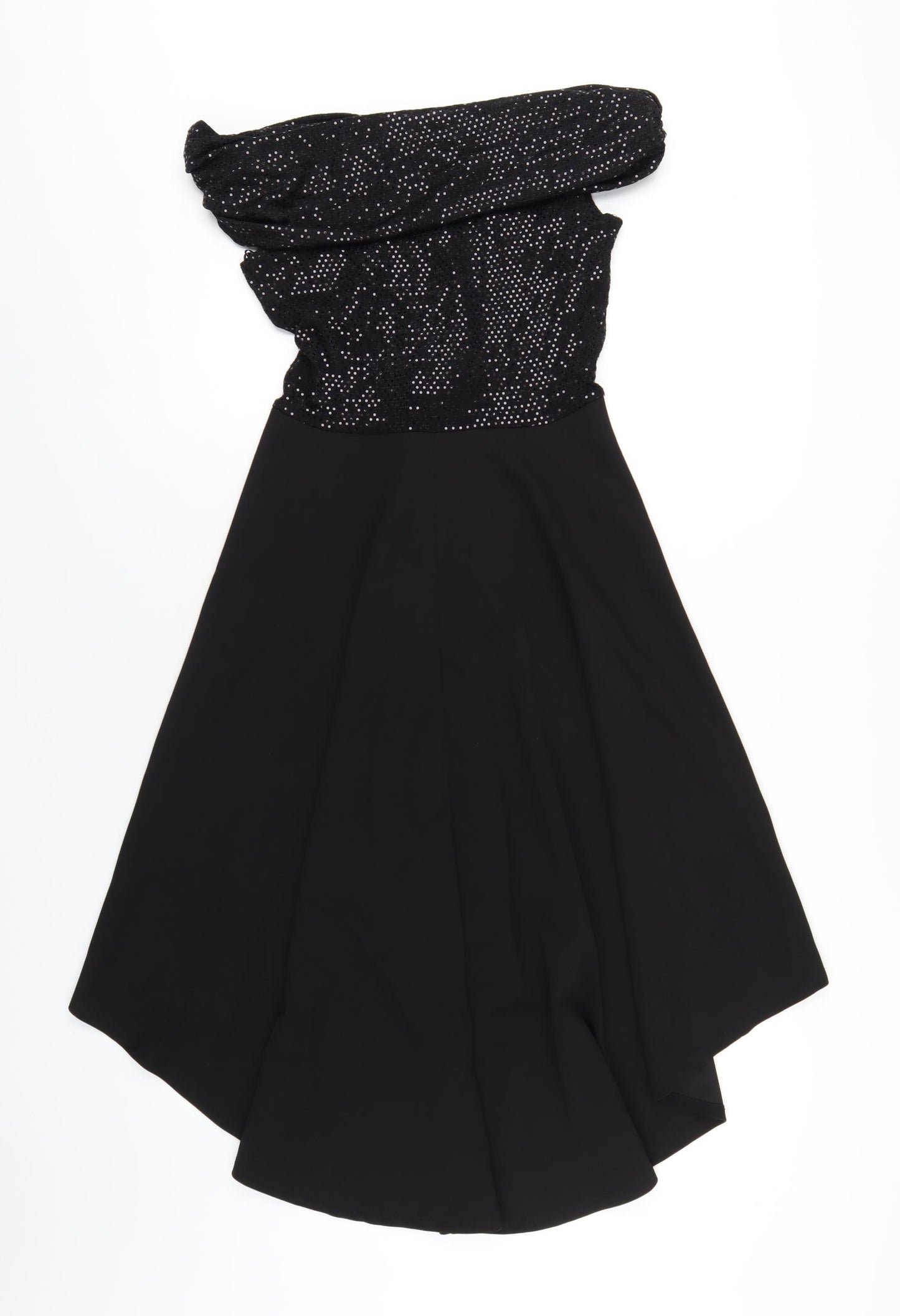 Quiz Womens Black Nylon A-Line Size 10 Off the Shoulder Pullover