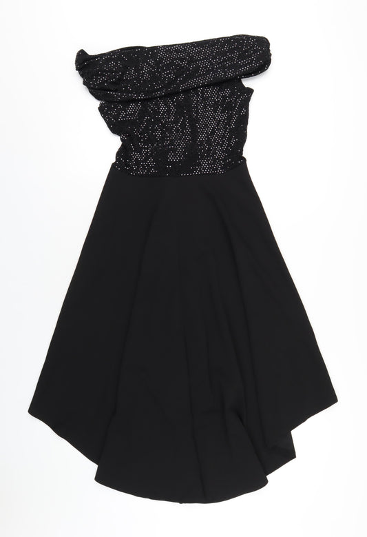 Quiz Womens Black Nylon A-Line Size 10 Off the Shoulder Pullover