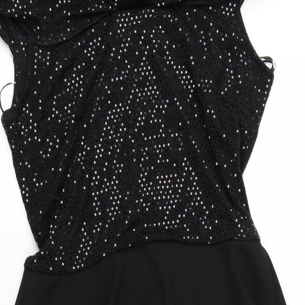 Quiz Womens Black Nylon A-Line Size 10 Off the Shoulder Pullover