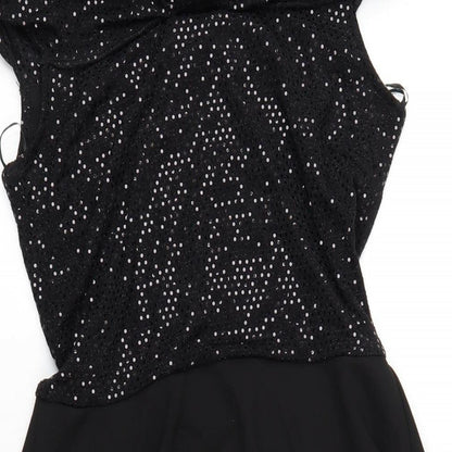 Quiz Womens Black Nylon A-Line Size 10 Off the Shoulder Pullover