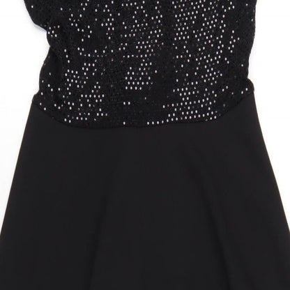 Quiz Womens Black Nylon A-Line Size 10 Off the Shoulder Pullover