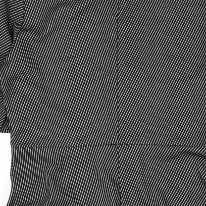 Mango Womens Black Striped Polyester A-Line Size L Round Neck Pullover