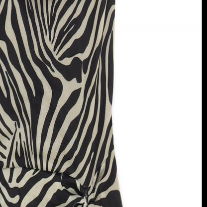 PRETTYLITTLETHING Womens Beige Animal Print Polyester Mini Size 12 Collared Pullover