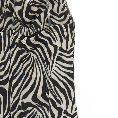 PRETTYLITTLETHING Womens Beige Animal Print Polyester Mini Size 12 Collared Pullover