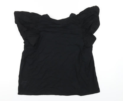 Womens UK Size M Coast Black Basic T-Shirt