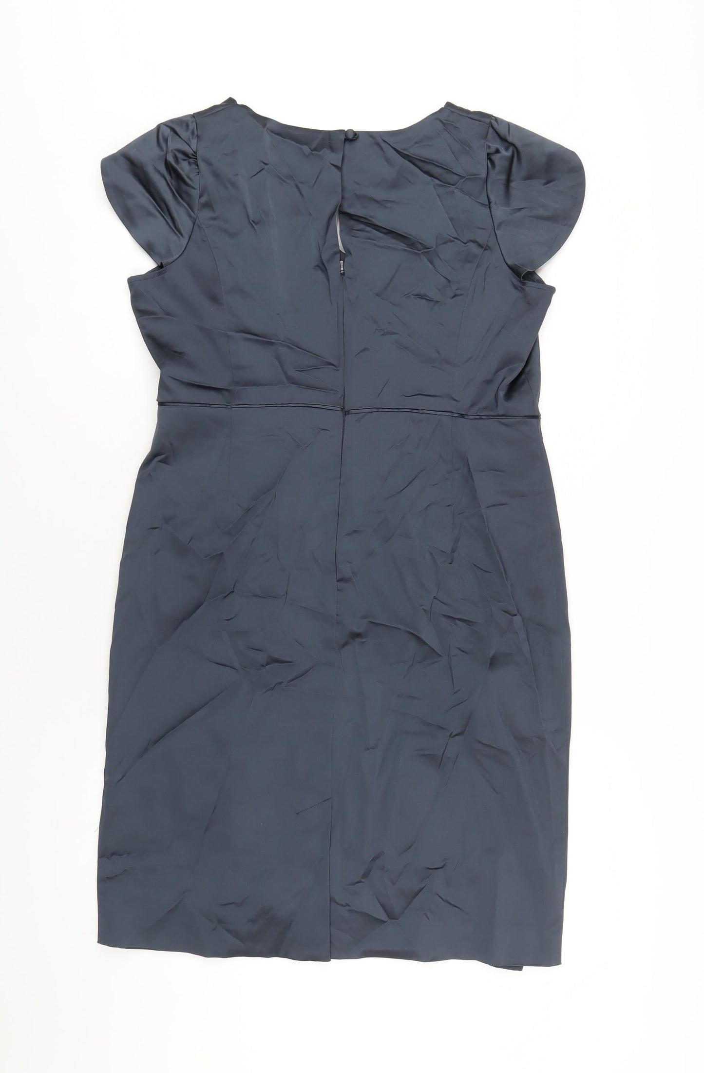 Monsoon Womens Grey Acetate Pencil Dress Size 16 V-Neck Zip