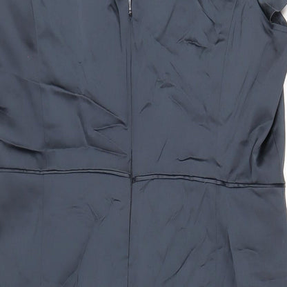 Monsoon Womens Grey Acetate Pencil Dress Size 16 V-Neck Zip