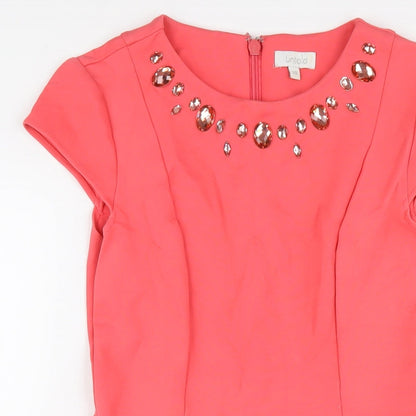 Untold Womens Pink Viscose A-Line Size 10 Round Neck Zip