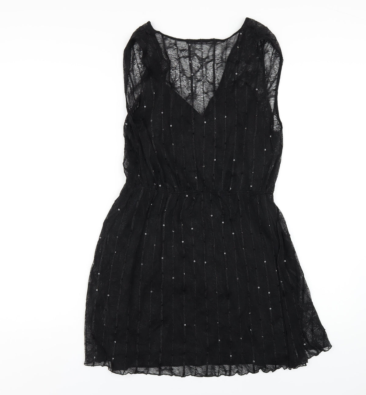 Zara Womens Black Polyester A-Line Size M V-Neck Pullover