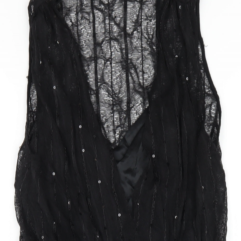 Zara Womens Black Polyester A-Line Size M V-Neck Pullover