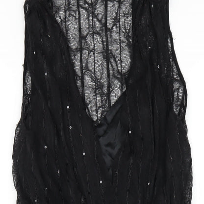 Zara Womens Black Polyester A-Line Size M V-Neck Pullover