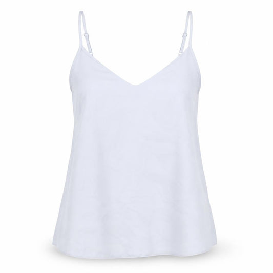 Front view of ASOS women’s blue polyester camisole t-shirt, size UK 8, v-neck