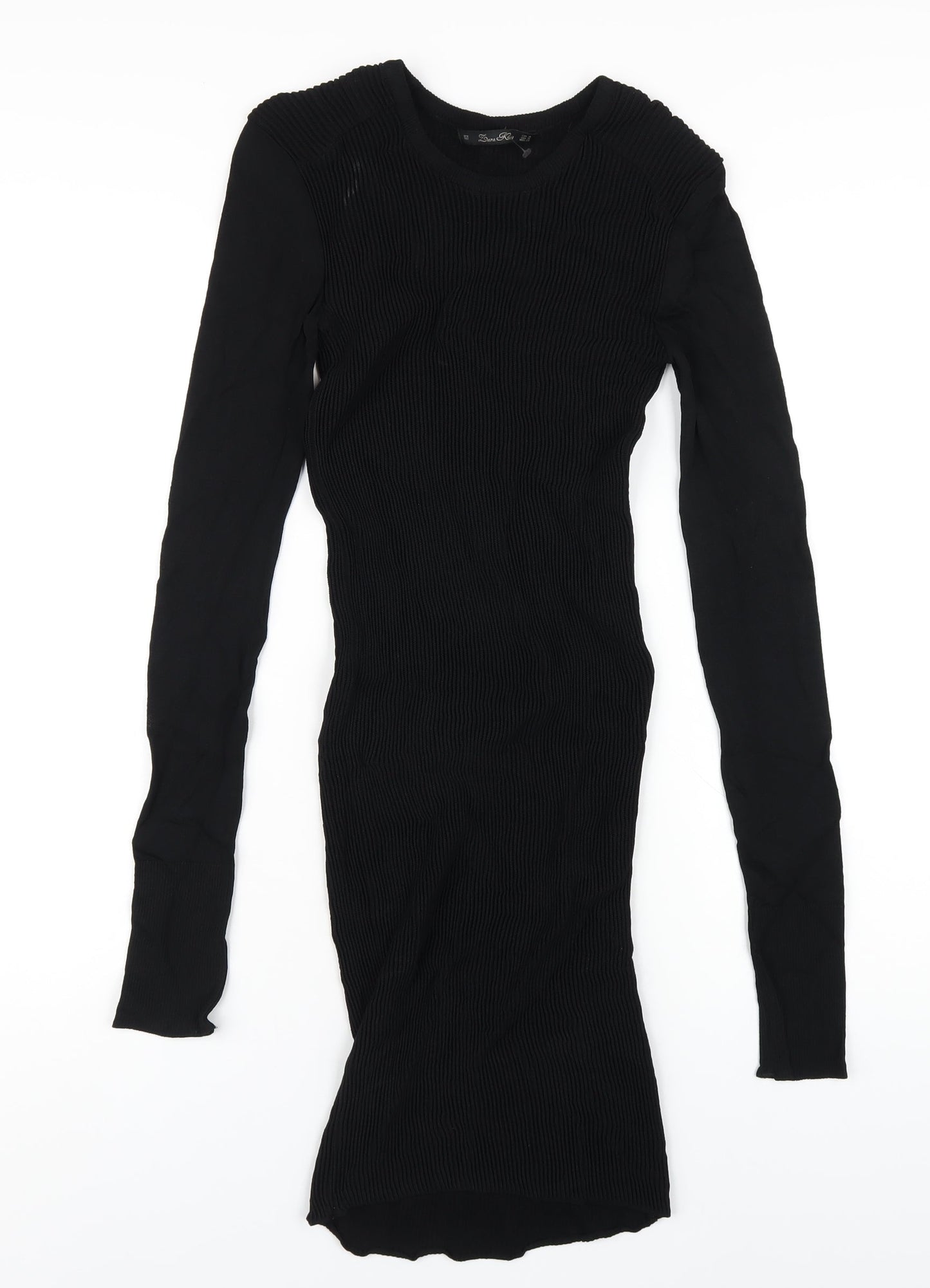 Zara Womens Black Polyester Bodycon Size M Round Neck Pullover