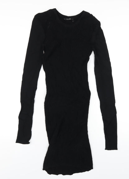 Zara Womens Black Polyester Bodycon Size M Round Neck Pullover