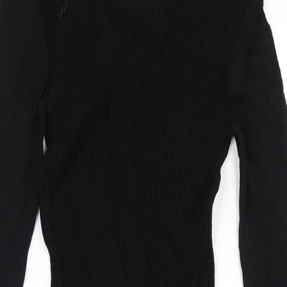 Zara Womens Black Polyester Bodycon Size M Round Neck Pullover