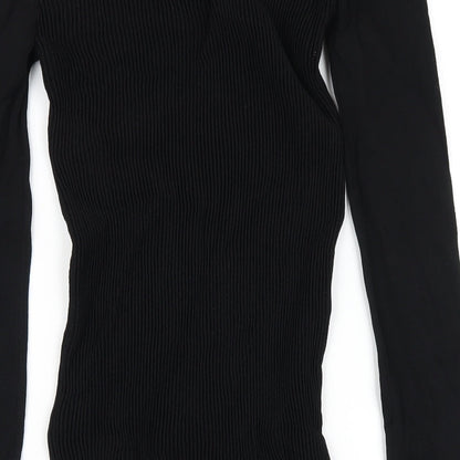 Zara Womens Black Polyester Bodycon Size M Round Neck Pullover