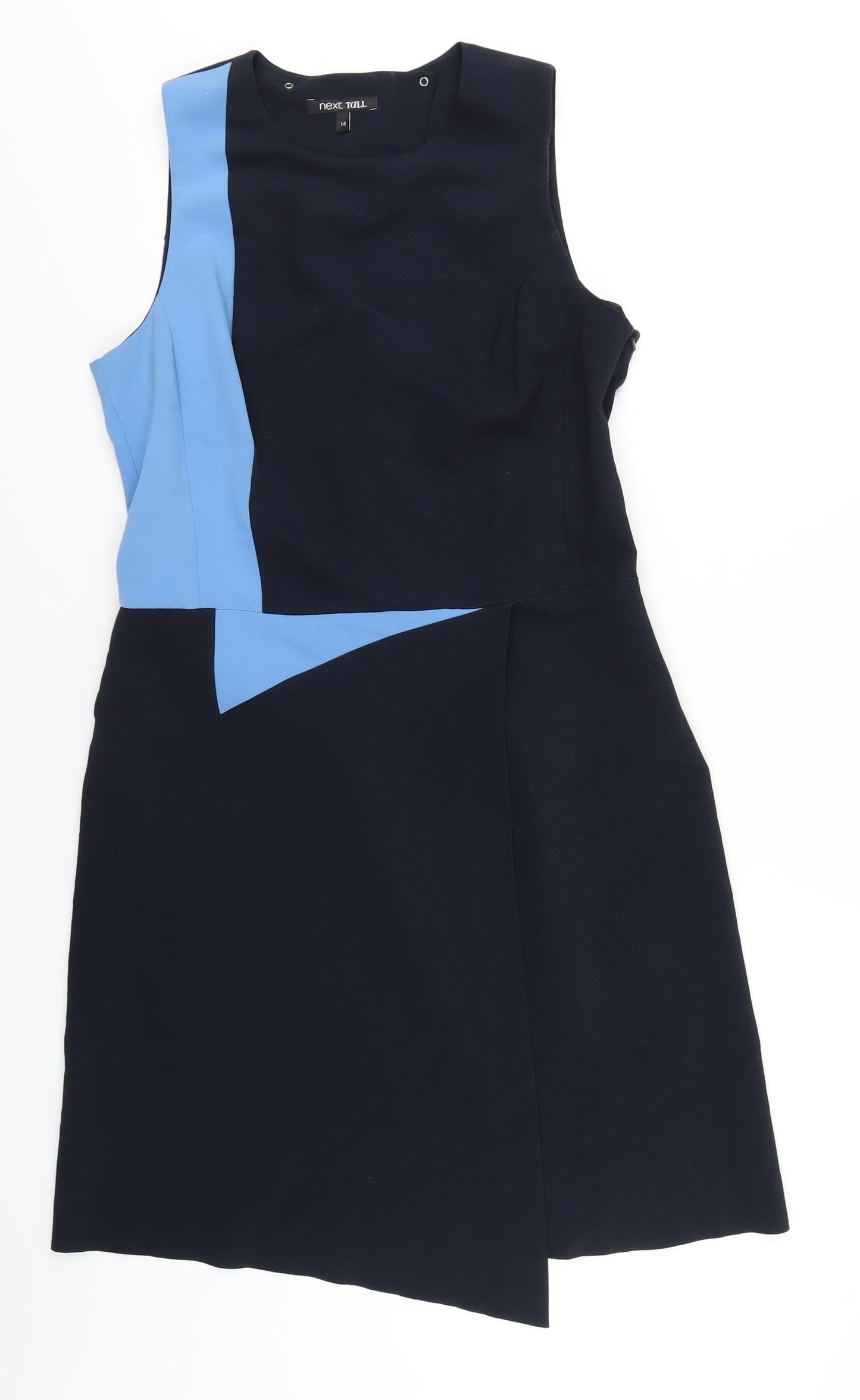 NEXT Womens Blue Polyester A-Line Size 14 Round Neck Zip