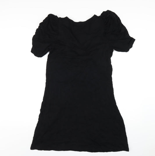 NEXT Womens Black Viscose A-Line Size 12 V-Neck Pullover