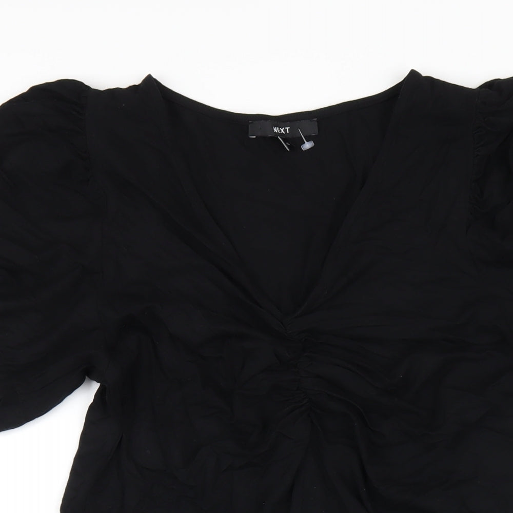 NEXT Womens Black Viscose A-Line Size 12 V-Neck Pullover