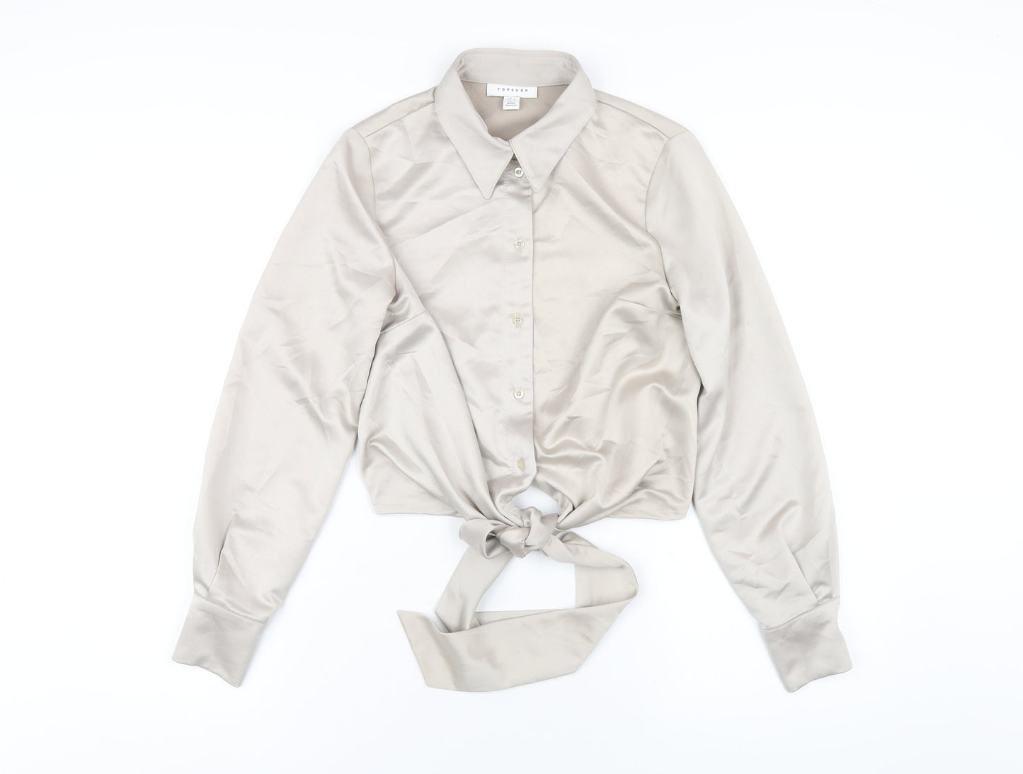 Womens UK Size 4 Topshop Beige Cropped Button-Up