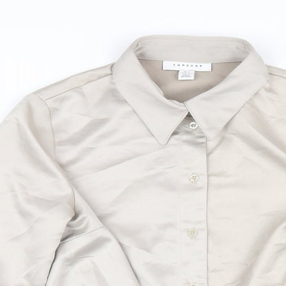 Womens UK Size 4 Topshop Beige Cropped Button-Up