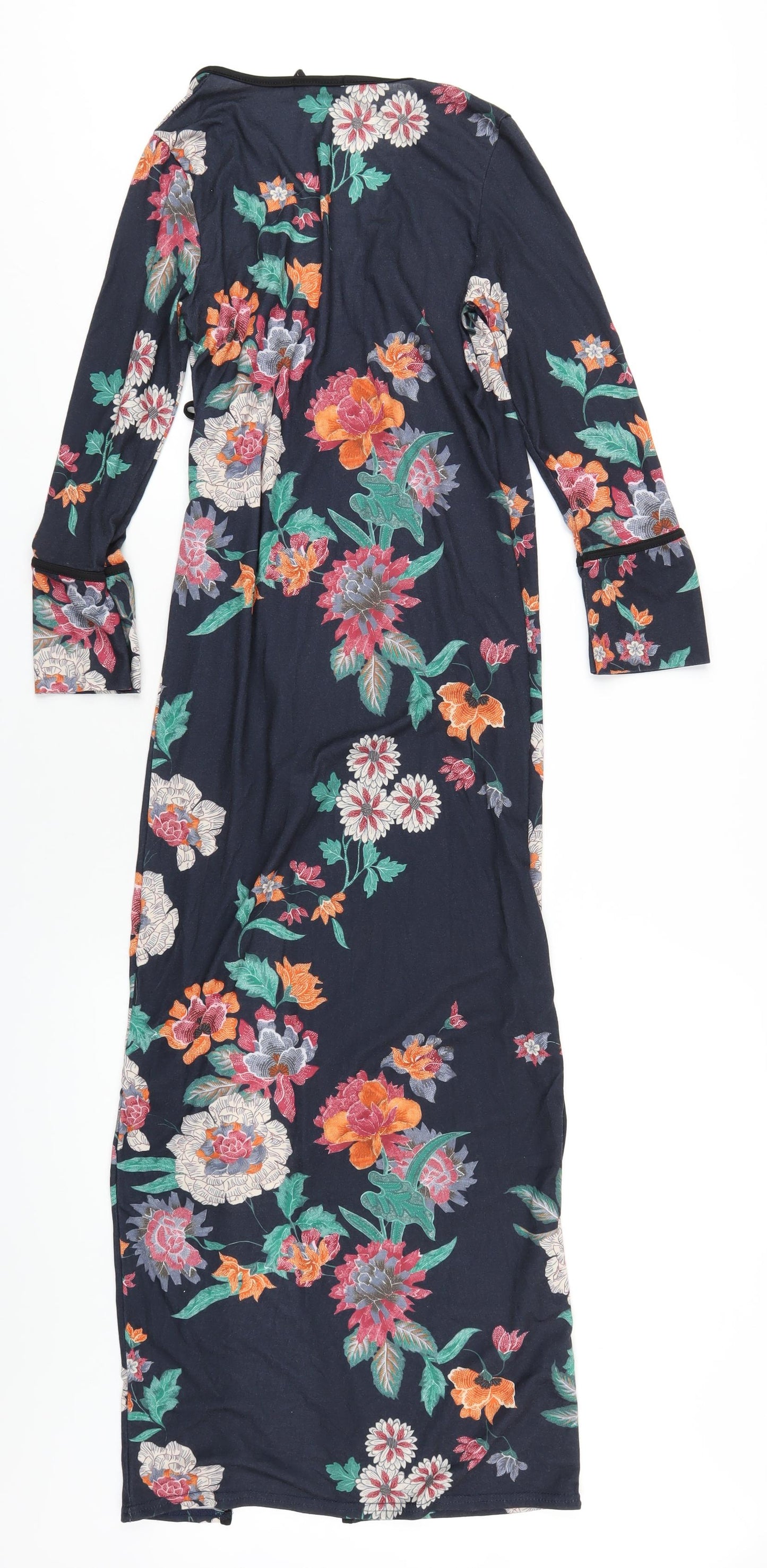 Boohoo Womens Multicoloured Floral Polyester Wrap Dress Size 8 V-Neck Tie
