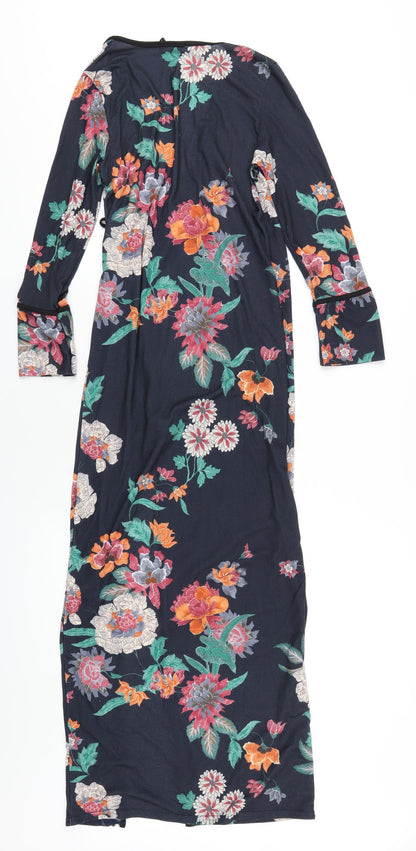 Boohoo Womens Multicoloured Floral Polyester Wrap Dress Size 8 V-Neck Tie