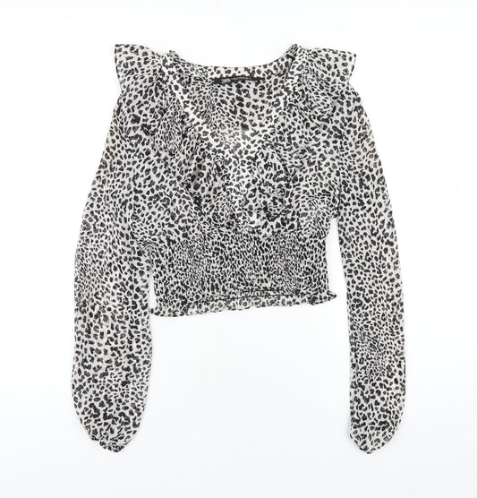 Womens UK Size XS Zara Grey Basic Blouse