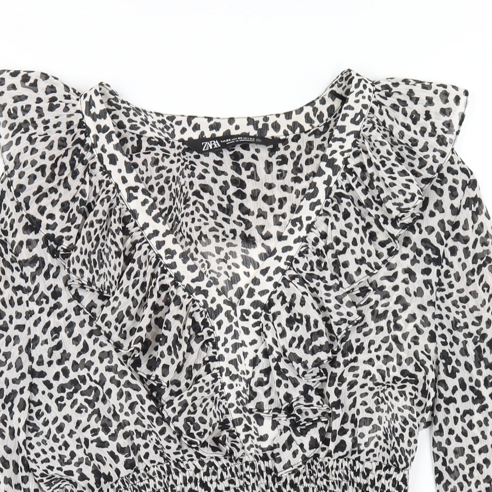 Womens UK Size XS Zara Grey Basic Blouse