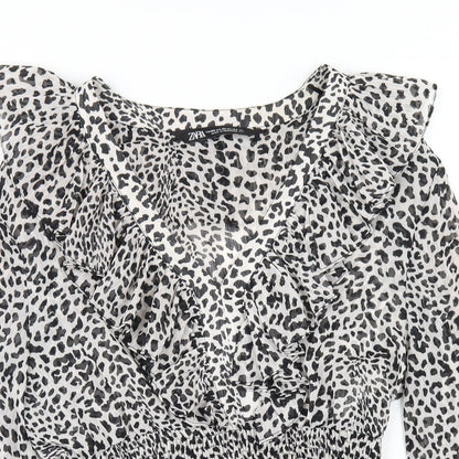 Womens UK Size XS Zara Grey Basic Blouse
