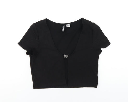 Womens UK Size M H&M Black Basic T-Shirt