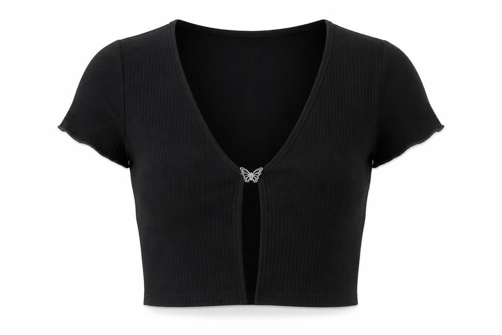Womens UK Size M H&M Black Basic T-Shirt