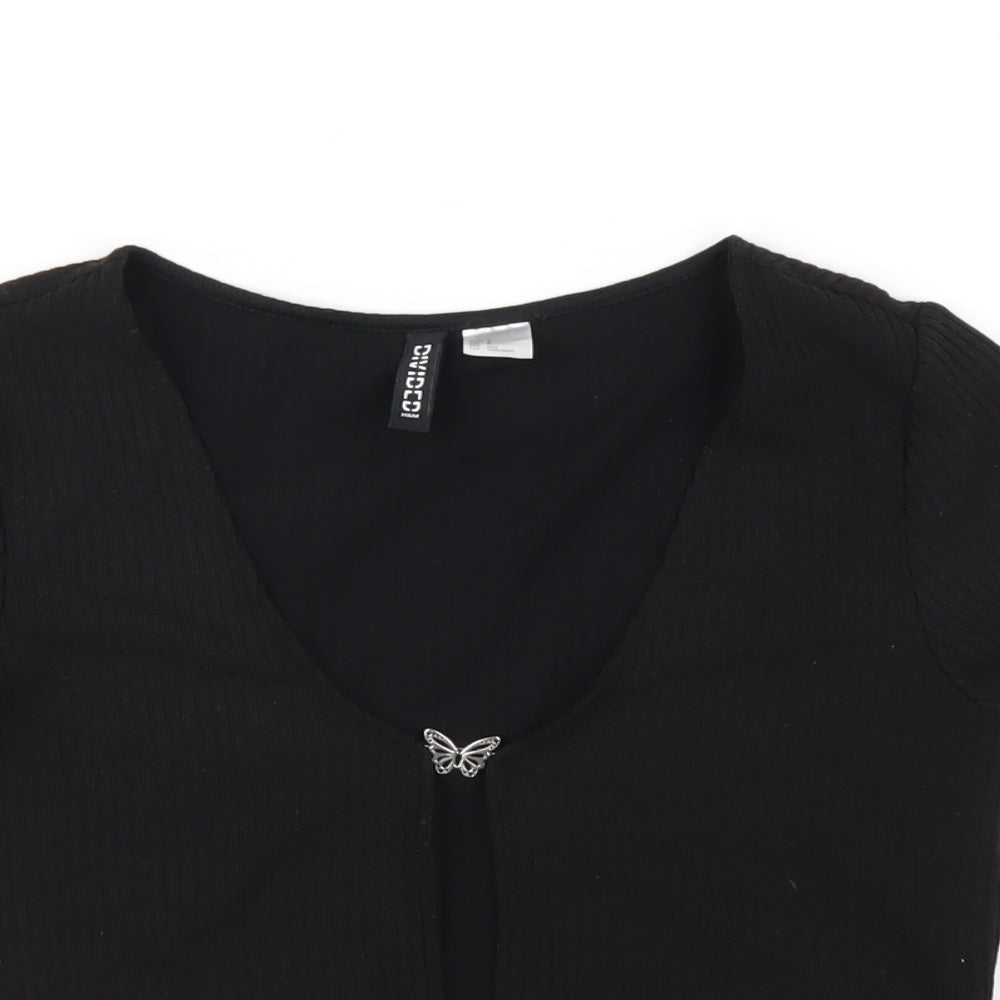 Womens UK Size M H&M Black Basic T-Shirt
