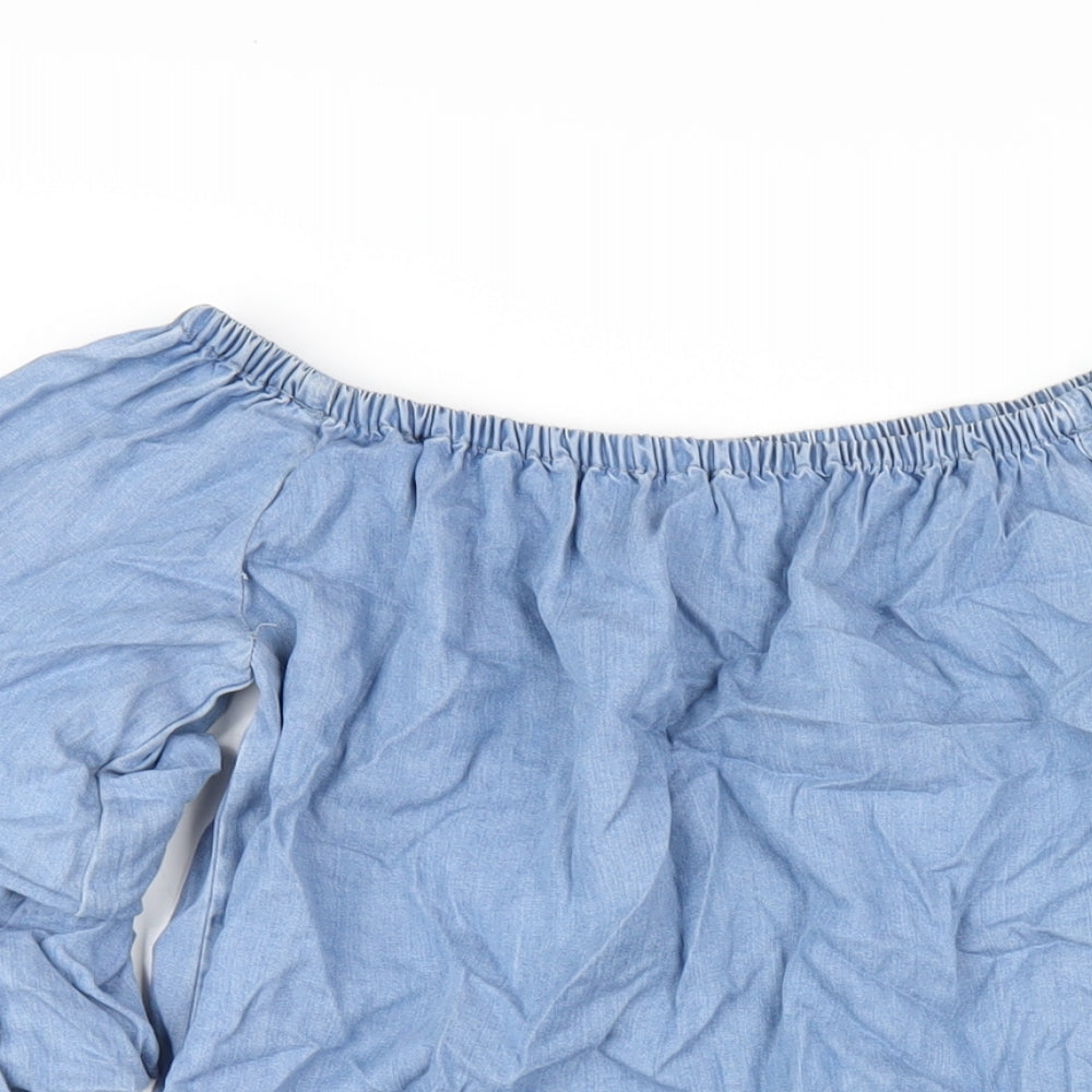 Zara Womens Blue Lyocell A-Line Size S Off the Shoulder Pullover