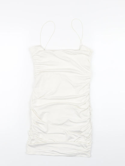 Oh Polly Womens White Polyester Bodycon Size 10 Round Neck Pullover