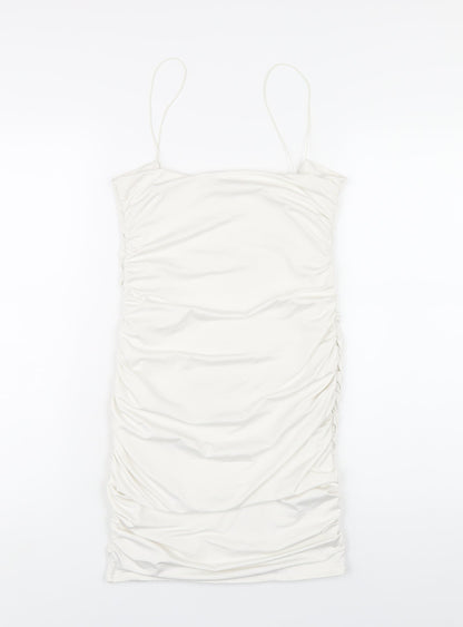 Oh Polly Womens White Polyester Bodycon Size 10 Round Neck Pullover