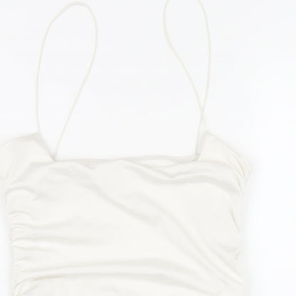 Oh Polly Womens White Polyester Bodycon Size 10 Round Neck Pullover