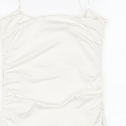 Oh Polly Womens White Polyester Bodycon Size 10 Round Neck Pullover