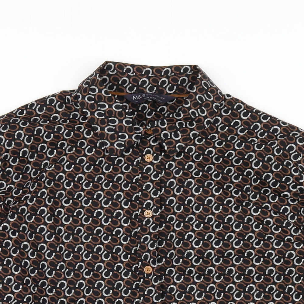 Womens UK Size 10 Marks and Spencer Black Basic Button-Up