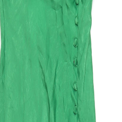 Zara Womens Green Polyester Ball Gown Size S V-Neck Pullover