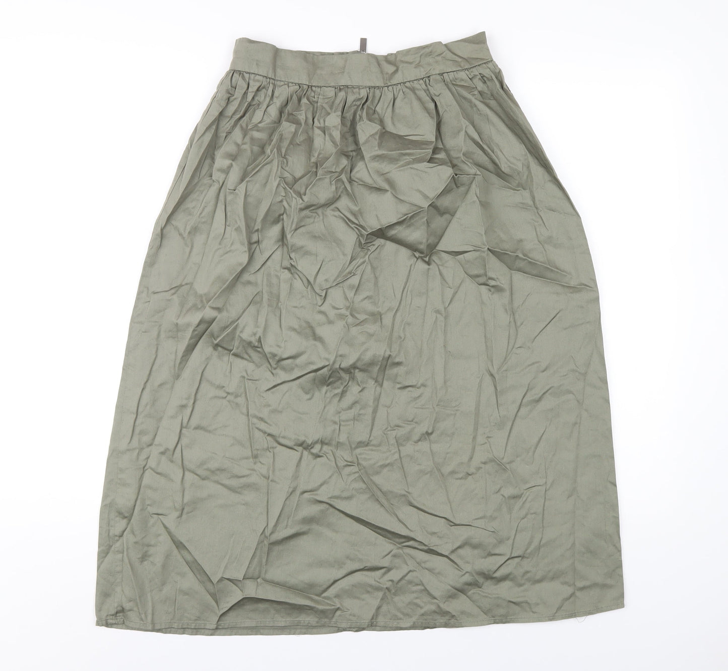 New Look Womens Green Cotton A-Line Skirt Size 8 Zip