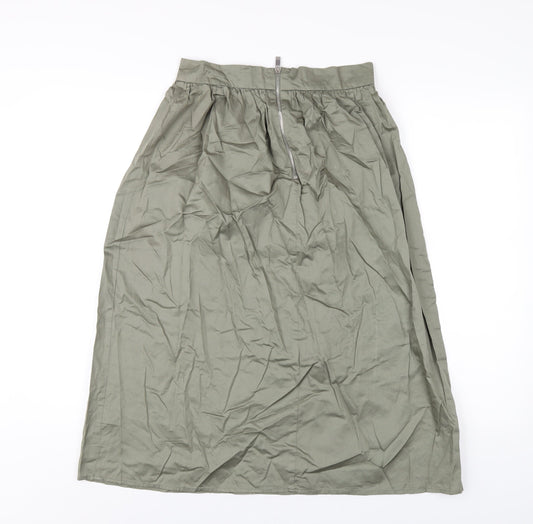 New Look Womens Green Cotton A-Line Skirt Size 8 Zip