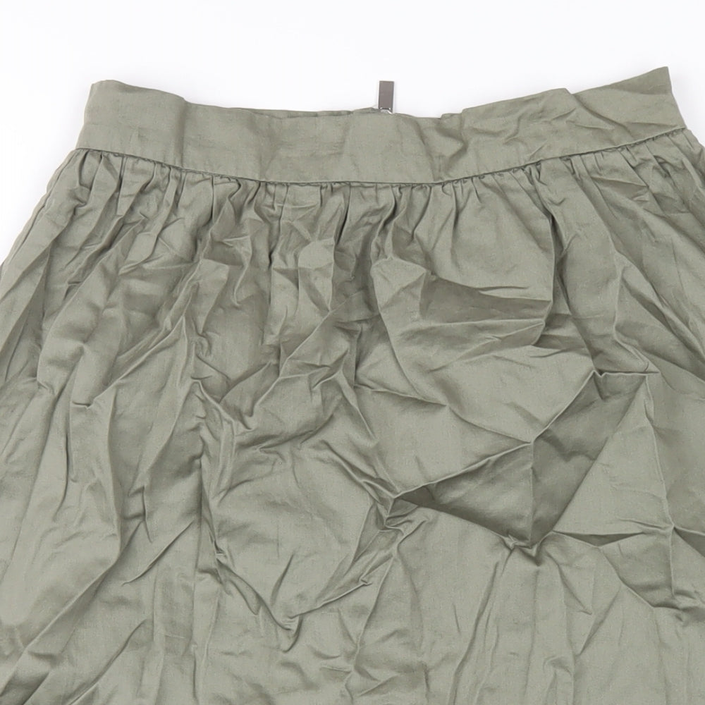 New Look Womens Green Cotton A-Line Skirt Size 8 Zip