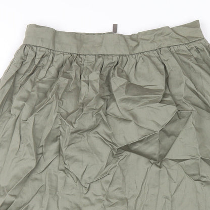 New Look Womens Green Cotton A-Line Skirt Size 8 Zip