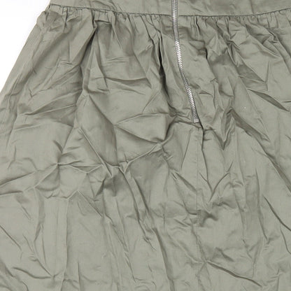New Look Womens Green Cotton A-Line Skirt Size 8 Zip