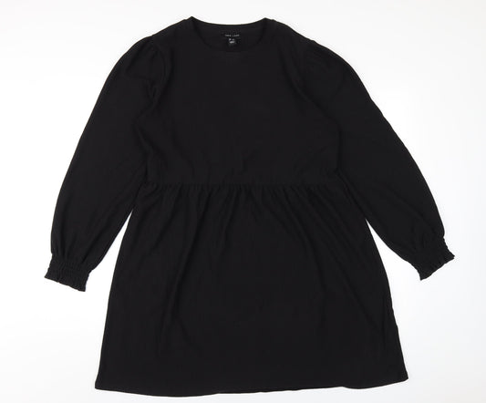 New Look Womens Black Polyester A-Line Size 12 Round Neck Pullover