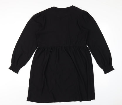 New Look Womens Black Polyester A-Line Size 12 Round Neck Pullover